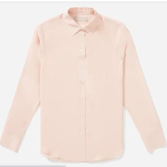 NWT Everlane Clean Silk Notch Shirt | Blush Pink | Silk | Size 12 - Picture 4 of 10